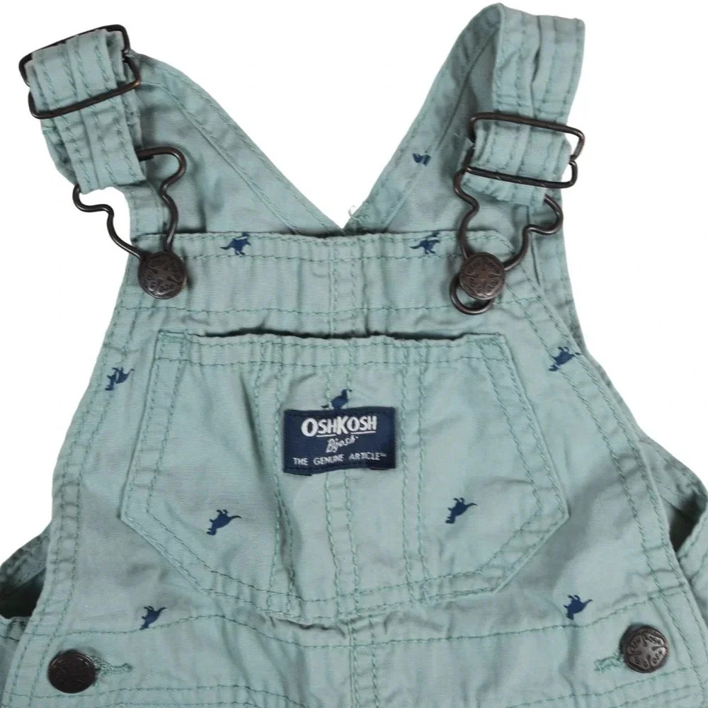 Oshkosh || Baby 9 Months Dinosaurs Corduroy Overalls Green Unisex Boy Girl - Picture 2 of 5